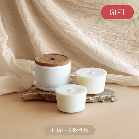 Reusable candle jar with candle refill