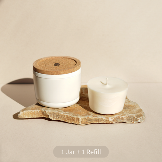 Reusable candle jar with candle refill