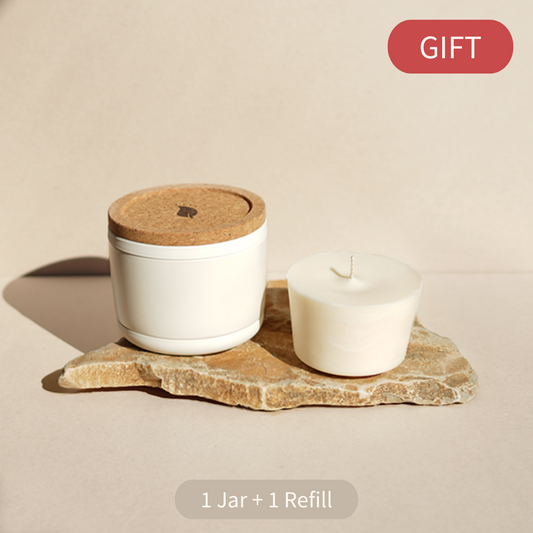 Reusable candle jar with candle refill